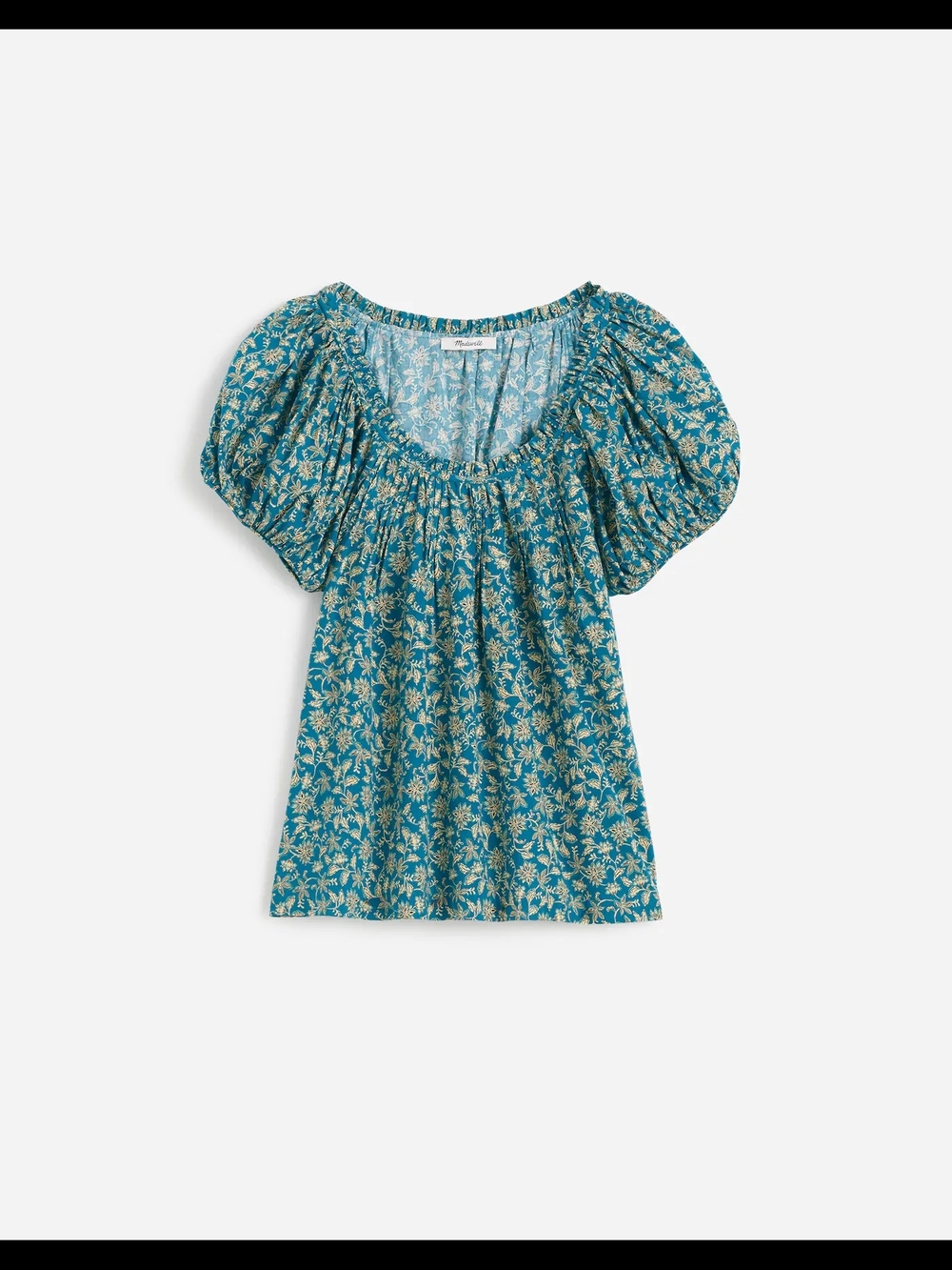 Madewell Scoopneck Puff-Sleeve Top in Floral Size 10 (Large)
